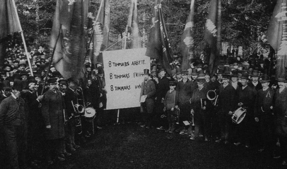 En första maj- demonstration i Sundsvall 1890. Bild: Wikipedia