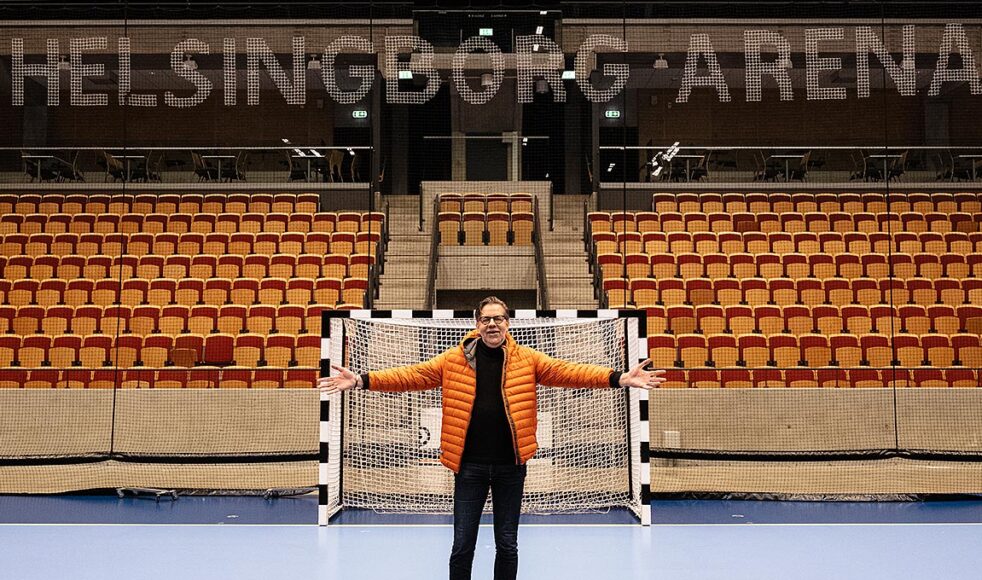 Lennart Albertsson på plats i Helsingborg Arena där EFS och Salts årskonferens kommer att hållas i maj 2022. Bild: Kristoffer Lignell